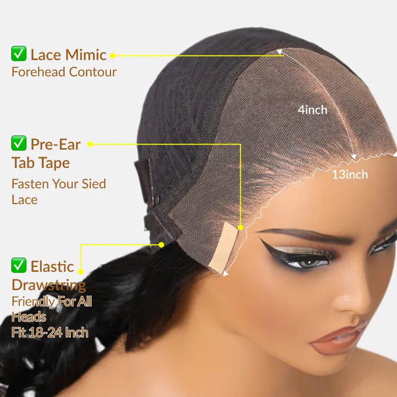 No Skills Needed – Pre-Plucked 13x6 HD Lace Wig, Easy Install, 180% Full Density